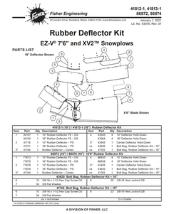 41812-1 - FISHER SNOWPLOWS GENUINE ACCESSORY - XV2 (XTREME V 2) RUBBER DEFLECTOR KIT 10" - 7 1/2' - 1/2 TON EZ V COMPACT, 8 1/2' & 9 1/2' WITH FISHER SPLATTER LOGO
