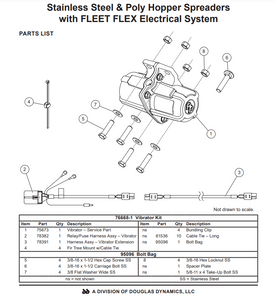 76668 FISHER GENUINE SPREADER ACCESSORY - VIBRATOR KIT STEELCASTER, TEMPEST, TEMPEST POLY AND POLYCASTER FLEETFLEX - WESTERN STRIKER, MARAUDER, MARAUDER POLY & TORNADO - SNOWEX RENEGADE & RENEGADE POLY HOPPER SPREADERS