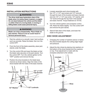 83845 HS SHOE KIT INSTALLATION INSTRUCTIONS