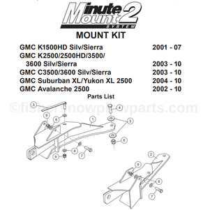7169 - FISHER SNOWPLOWS GENUINE REPLACEMENT PART - MOUNT KIT MM GM K2500/3500 2003 - 2010