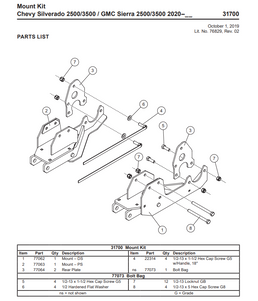 77064 - ITEM #3 IN ILLUSTRATION -   - REAR PLATE FITS GM 2020 - CURRENT 2500 & 3500 FOUND IN WESTERN & SNOWEX VEHICLE MOUNT KIT 31700