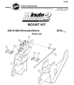 83873 -ITEM #1 - FISHER SNOWPLOWS GENUINE REPLACEMENT PART - 2019 - CURRENT - GM 1500 PASSENGERS SIDE MOUNT PUSHPLATE. FOUND IN KIT 77107