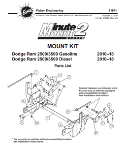 43460 - FISHER SNOWPLOWS GENUINE REPLACEMENT PART -BOLT BAG 7197 - WESTERN 33886 - Dodge Ram 2500/3500 Gasoline 2010–18 Dodge Ram 2500/3500 Diesel 2010–18. FOUND IN KIT 7197-1