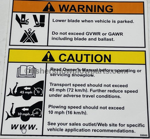 59900 - FISHER - WESTERN - SNOWEX  SNOWPLOWS GENUINE REPLACEMENT PART - WARNING/CAUTION - SNOWPLOWS 5.50 X 6.25, BACK OF BLADE