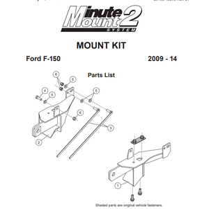 7188 - FISHER SNOWPLOWS GENUINE REPLACEMENT PART - 2009 - 2014 FORD F150 MINUTE MOUNT VEHICLE MOUNT KIT