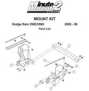 7170-2 - FISHER SNOWPLOWS GENUINE REPLACEMENT PART - MOUNT KIT MM DODGE 2500/3500 2003 - 2009