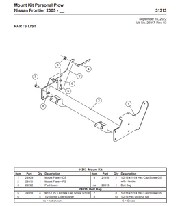 31313 - FISHER - WESTERN - SNOWEX SNOWPLOWS GENUINE REPLACEMENT PART - Personal Plow Mount Nissan Frontier (2005–__ )