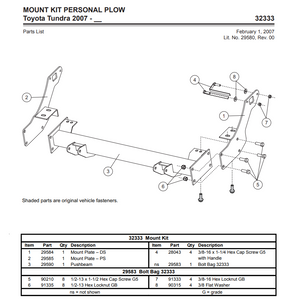 32333- FISHER - WESTERN SNOWEX COMPACT SNOWPLOWS GENUINE REPLACEMENT PART - Personal Plow Mount Toyota Tundra  2007– 2021