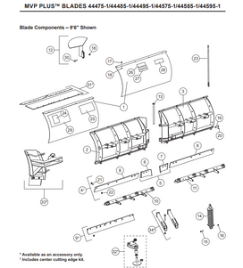 44570 - FISHER EXTREME V SNOWPLOWS GENUINE REPLACEMENT PART - 7 1/2' & 8 1/2'  SNOWPLOWS - WESTERN MVP PLUS 7 1'2' & 8 1/2' - CENTER DEFLECTOR KIT