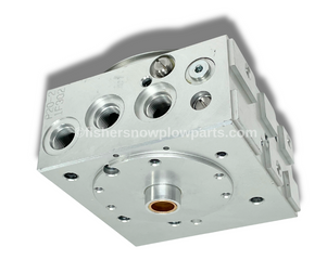 BOTTOM VIEW - MOTOR SIDE - PASSENGER SIDE IS ON THE LEFT - Maximize the performance of your snowplow with the 85842 Primary Valve Manifold, crafted for Fisher Xtreme V, XV2 and Western MVP Plus, MVP3 models. This factory genuine replacement part ensures reliability and longevity for your snow removal equipment.

Engineered without cartridges or coils, this manifold delivers optimal hydraulic control and easy installation. Replace your old manifold to maintain efficiency during those demanding winter conditions.

Compatible with Fisher and Western snowplows
High-quality construction for durability
Enhanced hydraulic performance
Factory approved for reliable operations

Keep your snowplow running smoothly and efficiently with the 85842 Primary Valve Manifold.