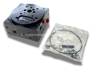 FRONT VIEW - Enhance the performance of your Fisher XLS or Western Wideout snowplow with the 85844 Primary Valve Manifold. This factory genuine replacement part ensures durability and reliability, giving you peace of mind during the harsh winter months.

Designed specifically without coils or cartridges, it simplifies maintenance and guarantees a precise fit for optimal functionality. Equip your snowplow with this essential component for seamless snow removal.

Genuine Fisher and Western replacement part
No coils or cartridges for easy installation
Enhances the efficiency of your snowplow
Durable construction for long-lasting use

Keep your snowplow in top condition with the 85844 valve manifold, the perfect upgrade for reliable snow management.