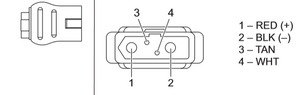 48808 - "FISHER POLYCASTER - WESTERN TORNADO SPREADER GENUINE REPLACEMENT PART - NON FLEETFLEX ELECTRICAL SYSTEM SPREADER END BATTERY CABLE - 4 PIN