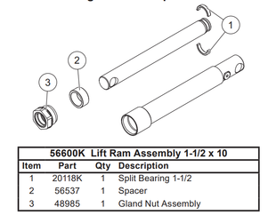 48985 USED ON 56600K FOR PLOWS - HD, HD2, HDX, XBLADE, EXTREMEV LIFT RAM ASSEMBLY