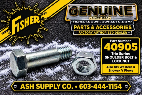 Optimize your snow removal efficiency with the 40905 FISHER - WESTERN - SNOWEX Snowplow Genuine Replacement Parts. This high-quality hex shoulder bolt is essential for seamless snowplow operation.

Crafted for robustness, this 1/2" x 1-1/2" bolt, paired with a 7/16-14 locknut, provides the strength and stability needed for challenging winter conditions. Compatible with leading models like Fisher and Western snowplows, it ensures your equipment runs smoothly.

Secures Trip Spring Assembly to Base Angle
Durable construction for long-lasting performance
Precision-engineered for a perfect fit
Compatible with Fisher, Western, and SnowEx models
Facilitates smooth operation under extreme conditions

Elevate your snowplow's functionality with this indispensable replacement part.