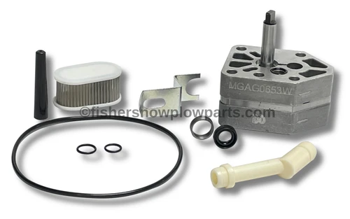The 21501K-1 Hydraulic Pump Kit by Fisher is the essential replacement component designed specifically for Insta-Act full-size straight plows and EZ V Legacy plows, ensuring optimal performance and reliability during winter operations. Engineered with precision, this hydraulic pump kit is compatible with a variety of Fisher and Western plows, including the first generation of MVP Legacy plows.

This genuine replacement part includes critical components such as the 66763 (26781-4, 66519, 66515), guaranteeing you have everything you need for efficient installation and seamless operation. The robust construction of the hydraulic pump ensures longevity and resilience even in the harshest winter conditions, maintaining your plow’s hydraulic system with dependable performance.