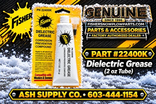 Elevate your snowplowing game with Fisher's 22400K Genuine Dielectric Grease, essential for maintaining optimal performance in extreme winter conditions.

Designed specifically for snowplow electrical connections, this 2 oz tube of dielectric grease provides a vital protective barrier, ensuring your equipment remains functional and efficient against moisture, salt, and corrosion.

High-quality dielectric grease for superior electrical protection
Recommended by Fisher Engineering for regular application
Protects against moisture, salt, and corrosion
Convenient 2 oz tube for easy application and storage
Low-viscosity formula for access to tight spaces

Secure your reliability and performance this winter with Fisher's 22400K Dielectric Grease, and tackle snow with confidence!