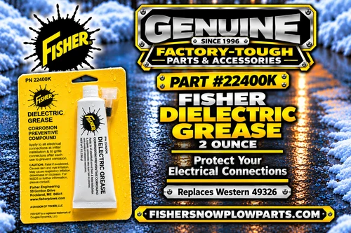 Elevate your snowplowing game with Fisher's 22400K Genuine Dielectric Grease, essential for maintaining optimal performance in extreme winter conditions.

Designed specifically for snowplow electrical connections, this 2 oz tube of dielectric grease provides a vital protective barrier, ensuring your equipment remains functional and efficient against moisture, salt, and corrosion.

High-quality dielectric grease for superior electrical protection
Recommended by Fisher Engineering for regular application
Protects against moisture, salt, and corrosion
Convenient 2 oz tube for easy application and storage
Low-viscosity formula for access to tight spaces

Secure your reliability and performance this winter with Fisher's 22400K Dielectric Grease, and tackle snow with confidence!