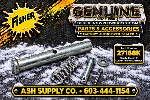 Maintain optimal performance of your Fisher snow plow with the 27168K Connecting Pin Kit for Minute Mount 2. This genuine replacement part ensures a secure attachment to your truck, crucial for efficient snow removal during harsh winters.

The kit includes all necessary components for easy installation on both sides of your vehicle. Built to Fisher's precise standards, each piece guarantees durability in extreme weather.

Includes 1 x 6 15/16 pin, clevis pin kit, and 1 ID x 3 1/2" spring
Compatible with 27166K and 27167K wire cam kits
Easy installation process
Durable construction for tough winter conditions

Equip your plow with the reliability it deserves this winter with the 27168K Connecting Pin Kit.