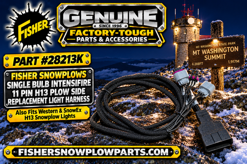 Enhance your snowplowing efficiency with the 28213K Harness Kit for Fisher, Western, and SnowEx snowplows. This genuine replacement part is crucial for optimal lighting performance, specifically engineered for single bulb Intensifire light systems.

Built for superior reliability, this harness kit simplifies the installation process while ensuring you maintain a well-lit path during harsh winter weather. All necessary components are included for easy connection to your plow lights.

Compatible with single bulb Intensifire light systems
Includes all essential components for installation
Durable construction for heavy-duty winter use
Works seamlessly with H13 bulbs

Upgrade your snowplow lighting today with the dependable 28213K Harness Kit and guarantee your safety in winter conditions.