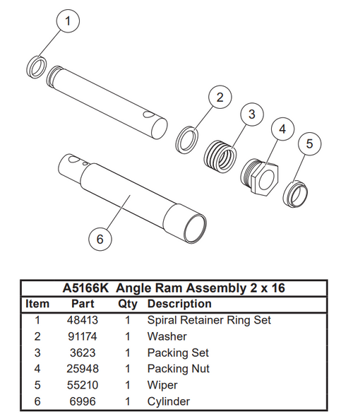 A5166K - FISHER SNOWPLOWS GENUINE REPLACEMENT PART - ANGLE RAM ASSEMBLY 2 X 16 KIT M/C SERIES PLOWS