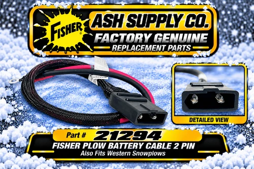 Maintaining your snow plowing equipment has never been easier with the 21294 - Fisher - Western Snowplows OEM Plow Battery Cable. This factory genuine replacement part guarantees reliable performance for your Minute Mount & Minute Mount 2 -  3 plug wiring system.

Measuring 33 inches in length, this durable cable is built to withstand tough winter conditions, ensuring your snowplow operates flawlessly. Compatible with various Fisher and Western snowplows, it’s perfect for both professional contractors and homeowners.

Genuine Fisher and Western replacement part
Durable and weather-resistant construction
Easy installation for quick replacements
Compatible with multiple snowplow models

Invest in the 21294 Plow Battery Cable for seamless and efficient snow removal this winter.