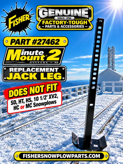 The 27462 – Fisher Snowplows Genuine Replacement Part is designed to be the ultimate solution for maintaining the performance of your snowplow system. This jack leg is compatible with the Extreme V and XV2 models, specifically for plows ranging from 7 1/2' to 9 1/2' in both HD and HD2 configurations. Ideal for those who demand reliability and durability in their winter equipment, this replacement part ensures your plow functions at its best when you need it the most.

Constructed to meet high-quality standards, the jack leg boasts exceptional strength and resilience, making it perfect for tough winter conditions. Users will appreciate the ease of installation, allowing for a quick replacement process that minimizes downtime. This part is carefully engineered to fit seamlessly into your snowplow setup, guaranteeing optimal performance.

It is important to note that the 27462 jack leg is not compatible with other models such as HS, HT, Homesteader, LD, SD, MC, HC, or the 10 1/2' XV2 plows. For those specific models, alternative parts like the 27741 and 26172 are available for order to ensure you find the right fit for your needs.

Whether tackling snow-laden driveways, parking lots, or roadways, having the right replacement parts is essential for maintaining efficiency and safety during winter operations. Choose the 27462 – Fisher Snowplows Genuine Replacement Part for dependable performance that delivers when conditions are at their worst. Equip your plow with this reliable jack leg and experience the peace of mind that comes with using a trusted component from Fisher, a leader in snow management solutions.