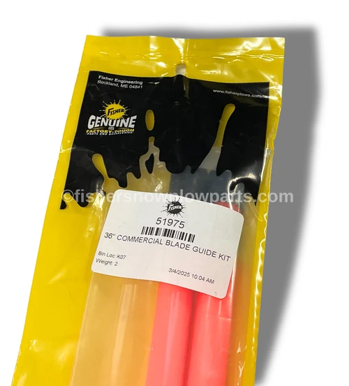 Enhance the efficiency and precision of snow plowing with the 51975 - Fisher Snowplows Genuine Replacement Accessory - Orange Blade Guide Kit. Designed specifically for Fisher snowplows, this kit is a must-have for those seeking optimal control during winter operations.