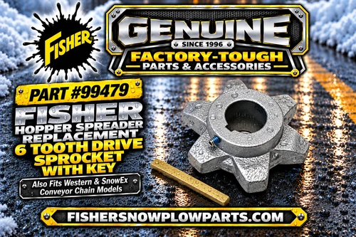 Boost the performance of your snow and ice control equipment with the 99479 Fisher-Western-SnowEx Blizzard Spreaders Sprocket Kit, a factory genuine replacement part designed for optimal compatibility.

This high-quality sprocket kit includes essential components, ensuring a hassle-free installation process while standing strong against harsh winter conditions.

Compatible with Fisher Tempest, Procaster, SteelCaster, and more
Includes critical components part numbers 65909 and 95076
Engineered for reliability in severe winter weather
Compatible with SnowEx models like Renegade and Renegade Poly

Equip your spreader with confidence using the 99479 sprocket kit, ensuring peak performance and durability through every winter season.