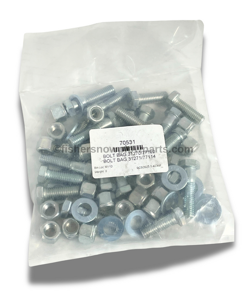 The 70531 Bolt Bag is an essential genuine replacement part designed specifically for Fisher 77102, 77114, Western, and SnowEx 31270, 31271 snow plows, tailored for Ford Super Duty models F-250, F-350, F-450, and F-550 from 2017 onwards. This bolt bag provides the crucial hardware needed to ensure that your snow plow system functions securely and efficiently throughout the winter season.
Constructed to withstand harsh weather conditions, the bolt bag is made from high-quality materials that guarantee durability and longevity. Each bolt is meticulously engineered to provide a precise fit, preventing wear and tear while maintaining optimal performance. When faced with tough snow removal tasks, the reliability of your equipment hinges on the quality of its components. With the 70531 Bolt Bag, you can be confident that you’re equipping your snow plow with the right parts to tackle heavy snow loads and icy conditions with ease.
This bolt bag is not only ideal for maintenance and repairs but also serves as a proactive approach to ensuring your plow is always ready for action. The straightforward installation process eliminates downtime, enabling you to resume work quickly.
Whether you’re a professional contractor or a dedicated DIY enthusiast, the 70531 Bolt Bag is designed to meet your snow plowing needs reliably. Keep your snow plow running at peak performance, ready to take on whatever winter has in store. With this genuine replacement part, you can say goodbye to compatibility issues and hello to seamless operation. Equip your Ford Super Duty with the sturdy, dependable hardware it deserves for unmatched snow clearing efficiency. The 70531 Bolt Bag is an essential genuine replacement part designed specifically for Fisher 77102, 77114, Western, and SnowEx 31270, 31271 snow plows, tailored for Ford Super Duty models F-250, F-350, F-450, and F-550 from 2017 onwards. This bolt bag provides the crucial hardware needed to ensure that your snow plow system functions securely and efficiently throughout the winter season.
Constructed to withstand harsh weather conditions, the bolt bag is made from high-quality materials that guarantee durability and longevity. Each bolt is meticulously engineered to provide a precise fit, preventing wear and tear while maintaining optimal performance. When faced with tough snow removal tasks, the reliability of your equipment hinges on the quality of its components. With the 70531 Bolt Bag, you can be confident that you’re equipping your snow plow with the right parts to tackle heavy snow loads and icy conditions with ease.
This bolt bag is not only ideal for maintenance and repairs but also serves as a proactive approach to ensuring your plow is always ready for action. The straightforward installation process eliminates downtime, enabling you to resume work quickly.
Whether you’re a professional contractor or a dedicated DIY enthusiast, the 70531 Bolt Bag is designed to meet your snow plowing needs reliably. Keep your snow plow running at peak performance, ready to take on whatever winter has in store. With this genuine replacement part, you can say goodbye to compatibility issues and hello to seamless operation. Equip your Ford Super Duty with the sturdy, dependable hardware it deserves for unmatched snow clearing efficiency.