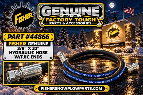The 44866 Fisher Snow Plows Genuine Replacement Part is vital for enhancing your snow plowing efficiency. Designed specifically for Fisher equipment, this high-quality hose measures 3/8 inches in diameter and 32 inches in length, guaranteeing a perfect fit.

Manufactured from durable materials, it meets SAE 100R1 specifications, making it ideal for diverse hydraulic applications. The easy-to-install 9/16-18 threaded ends with Female Joint Inverted Connector (FJIC) offer a leak-proof connection for superior performance.

High-quality construction for durability
Perfect size: 3/8 inch x 32 inch
Leak-proof design with FJIC ends
Complies with SAE 100R1 standards
Quick and easy installation

Keep your plow functioning seamlessly this winter with the dependable 44866 hose.