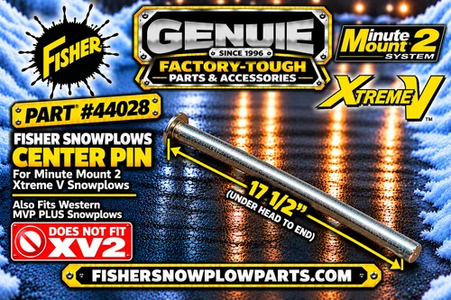 Elevate your snow plowing efficiency with the 44028 Fisher Snow Plows Factory Genuine Replacement Part. Specifically designed for the Xtreme V and Western MVP Plus plows, this center pivot pin is essential for maintaining optimal performance in heavy-duty snow removal tasks. Crafted with precision, this pivot pin, measuring 17-9/16 inches, ensures a reliable connection between the plow blade and the frame, allowing for smooth articulation and maneuverability.