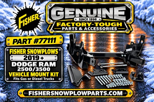 Optimize your snow removal process with the 77111 - Fisher Snowplows Genuine Vehicle Mount Kit, tailored for Dodge Ram HD models 2019-20__. This heavy-duty kit ensures a secure, reliable attachment for your snowplow, letting you tackle winter with confidence.

Designed for seamless integration with your RAM 2500 and 3500 new body style, the mount kit promises quick installation and removal. High-quality construction resists rust and corrosion, enduring the toughest winter conditions.

Perfectly fits RAM 2500/3500 2019-20__ models
Quick, easy installation with included hardware
Durable construction for heavy-duty use
Minimizes vibration, maximizes stability
Proudly made in Rockland, Maine, USA

Upgrade your snowplowing setup with confidence and efficiency today!