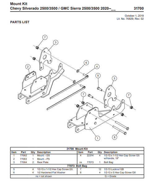 77064 - ITEM #3 IN ILLUSTRATION -   - REAR PLATE FITS GM 2020 - CURRENT 2500 & 3500 FOUND IN WESTERN & SNOWEX VEHICLE MOUNT KIT 31700