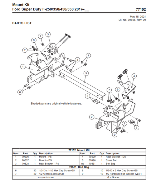 77110 2019+ Freightliner Plow Mount Fisher Minute Mount 2 MM2