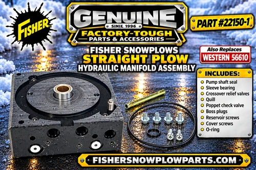 Experience unmatched performance with the 22150-1 Insta Act Manifold Assembly, your go-to replacement part for Fisher and Western snowplows. Designed to keep your equipment running smoothly, this genuine factory part is essential for tackling winter challenges.

With its precision engineering, the Insta Act Manifold Assembly ensures a seamless fit for full-size straight plows. No cartridges are included, allowing for easy integration into your existing setup. This assembly is not just a part; it's a necessary upgrade for your snowplow’s hydraulic efficiency.

Compatibility: Specifically engineered for Fisher and Western snowplows.
Durability: Built to withstand extreme winter conditions.
Easy Installation: Top to bottom mounting holes for hassle-free setup.
Reliable Performance: Ensures quick actuator movement for plow operation.
Quality Assurance: Adheres to the highest manufacturing standards.

Don’t let malfunctions hold you back. Choose the 22150-1 Insta Act Manifold Assembly and take control of your winter season!