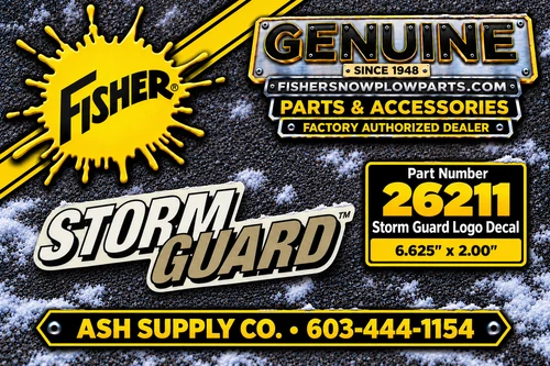 Optimize your snowplow's performance with the 26211 Fisher Snowplows Factory Genuine Replacement Part. This STORM GUARD LOGO label decal is designed to enhance your snowplow while ensuring peak efficiency in even the harshest winter conditions.

Measuring 6.625 inches by 2.00 inches, this durable decal guarantees a perfect fit for your Fisher snowplow. Crafted with precision and built to withstand tough weather, this genuine part keeps your equipment operating smoothly and looking professional.

Authentic Fisher quality with STORM GUARD LOGO
Durable construction for longevity in harsh weather
Easy installation for quick replacement
Designed for Fisher snowplows for seamless compatibility

Keep your snowplow in top condition and tackle winter challenges with confidence. Invest in the 26211 decal for reliability and outstanding performance!