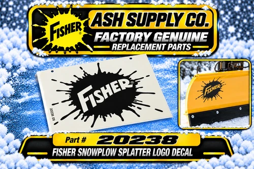 Transform your Fisher snow plow with the 20238 Logo Decal, a genuine factory replacement that combines durability with style. This top-notch splatter label not only enhances the aesthetic but also embodies the reliability that Fisher represents.

With a user-friendly peel-and-stick design, application is a breeze. Proper surface preparation ensures lasting adhesion, giving your snow plow a sleek, professional finish that endures the toughest winter conditions.

High-quality factory replacement part
Easy peel-and-stick application
Weather-resistant for year-round use
Enhances brand visibility and loyalty
Designed for long-lasting vibrancy

Elevate your snow plow's look with the Fisher 20238 decal and showcase your commitment to quality all winter long.