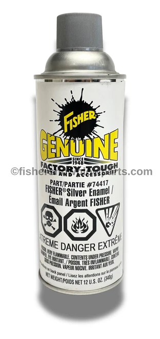 The 74417 - FISHER® SNOWPLOWS GENUINE SILVER ENAMEL 12 oz Aerosol is the ultimate solution for maintaining and enhancing the appearance of your snowplow. Crafted specifically for durability and performance, this premium enamel spray provides a sleek, silver finish that not only makes your equipment look great but also offers impressive protection against the harsh winter elements.
