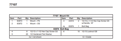 83874 - BOLT BAG - FISHER VEHICLE MOUNT KIT 77107