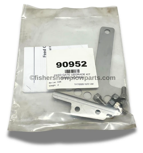 The 90952 - Fisher Steelcaster Western Striker Spreader Genuine Replacement Part - Feed Gate Upgrade Kit is an essential enhancement for your snow and ice management equipment. This upgrade kit is thoughtfully designed to improve the functionality of your Steelcaster or Western Striker spreader, ensuring efficient and effective operation during challenging weather conditions.

With a robust construction tailored for durability, this feed gate upgrade kit brings enhanced stability to your spreader. It is specifically engineered to hold the gate open securely on earlier production units, which relied solely on a wing nut to maintain the door's position. This innovation replaces the reliance on the wing nut, offering a more reliable and convenient solution for managing the feed gate during operations.

Installation is straightforward, making it a hassle-free addition to your equipment. The upgrade kit seamlessly integrates with the spreaders listed in the images, ensuring compatibility with your existing setup. This means you can enhance your spreader's performance without the need for extensive modifications or professional assistance.

Whether you're a professional landscaper or a dedicated property manager, reliability and efficiency are paramount. The 90952 - Fisher Steelcaster Feed Gate Upgrade Kit not only streamlines your operations but also increases the effectiveness of your spreading tasks, allowing for a more controlled and consistent application of materials.

Equip your spreader with this genuine replacement part and experience the improvements firsthand. When it comes to snow and ice management, having the right parts makes all the difference. Order the 90952 upgrade kit today and ensure your equipment is ready for whatever winter throws your way.