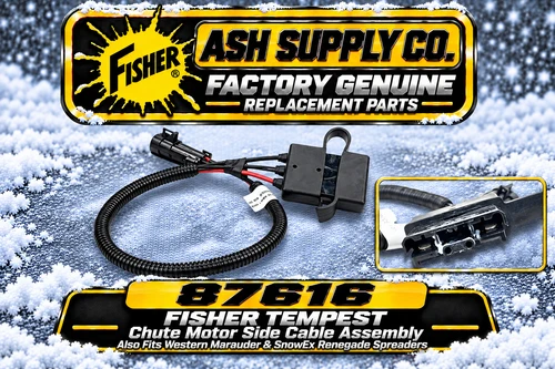 Optimize your spreading equipment's performance with the 87616 - Fisher Tempest, Western Marauder, SnowEx Renegade Genuine Replacement Part. This high-quality, 24" spinner cable assembly ensures reliable functionality even in harsh conditions.

Crafted from durable materials, the 87616 assembly is essential for maintaining your spreader’s efficiency across various models. Enjoy precise distribution of materials such as salt or sand.

Easy installation for minimal downtime
Compatible with multiple spreader models: P150, P220, S150, S220, S300, S400, S500
Durable construction for longevity and reliability
Excellent performance in diverse weather situations

Invest in the 87616 assembly and maximize your equipment's lifespan and efficiency.