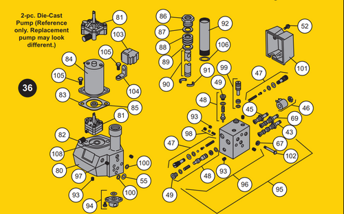 7049 - FISHER SEHP - WESTERN 49211 INSARMATIC MARK III  SNOWPLOWS GENUINE REPLACEMENT PART - HYDRAULIC PUMP KIT - 1750 PSI