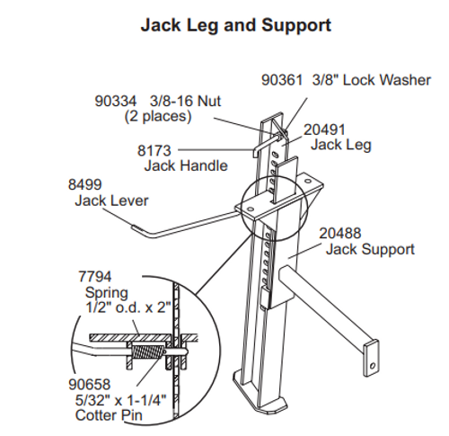 20488 - FISHER MINUTE MOUNT HD SERIES SNOWPLOWS REPLACEMENT PART - HD JACK LEG SUPPORT