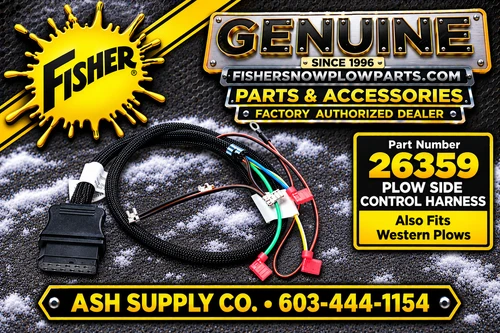 The 26359 Fisher - Western Snowplows Genuine Replacement Part is vital for optimal plow performance.

This OEM 3-pin control harness ensures seamless connectivity and compatibility with Fisher-Western 26345 vehicle harnesses, perfect for professional snow removal.

Durable 3-pin design for reliable connections
Compatible with Western Suburbanite and Fisher Homesteader & 3 plug straight plow models
Crafted for durability, resistant to harsh winter conditions
Easy installation for minimal downtime

Elevate your snowplow efficiency with the 26359 harness and tackle winter challenges head-on.