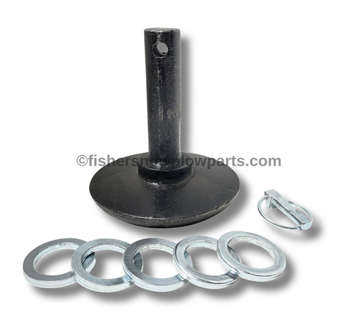 The 26523 Fisher Factory Genuine Replacement Part is engineered specifically for Fisher snowplows, ensuring reliable performance in even the toughest winter conditions. This Straight Plow Shoe Assembly is designed with precision to fit seamlessly into your existing snowplow setup, providing enhanced durability and stability. Crafted from high-quality, solid cast materials, the 6" shoe assembly is built to withstand the harshest elements and abrasive surfaces, maintaining its integrity season after season.

The package includes one plow shoe, a spacer (307-1 x 5), and a shoe pin (308K), offering everything needed for a straightforward installation. With these components, users can expect consistent plowing performance, helping to clear snow efficiently and effectively. Whether you are a professional landscaper or a homeowner managing a snowy driveway, this replacement part guarantees better ground contact and improves the overall functionality of your snowplow.