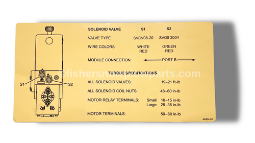 Enhance the performance of your snowplow with the 44904 Fisher XLS Western Wideout Snowplows Factory Genuine Replacement Part. This label decal provides crucial cartridge information for your hydraulic units S1 and S2, ensuring optimal functionality and safety.

Engineered for durability, this genuine replacement part guarantees a perfect fit for your Western Wideout snowplow system. Avoid costly repairs and downtimes with this essential component that provides clarity and reliability.

Genuine Fisher replacement part
Essential cartridge info for S1 & S2 hydraulic units
Durable and weather-resistant design
Easy installation for seamless integration

Upgrade your snowplow's efficiency and performance with this reliable label decal today!