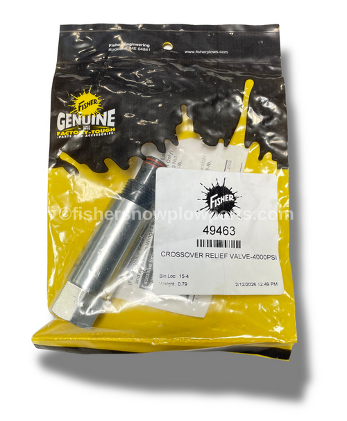 Enhance your snowplow's performance with the genuine 49463 Fisher XLS Crossover Relief Valve. Designed to withstand pressures up to 4000 PSI, this integral component ensures optimal function in even the harshest winter conditions.

Engineered for durability and reliability, this replacement part is also compatible with Western 49462 Wide-out Snowplows. Keep your equipment running smoothly with this essential valve and experience hassle-free plowing.

Factory Genuine Replacement Part
Compatible with Fisher XLS and Western 49462
Supports up to 4000 PSI pressure
Ensures optimal plowing performance

Trust in quality and keep your snowplow ready for action this winter.