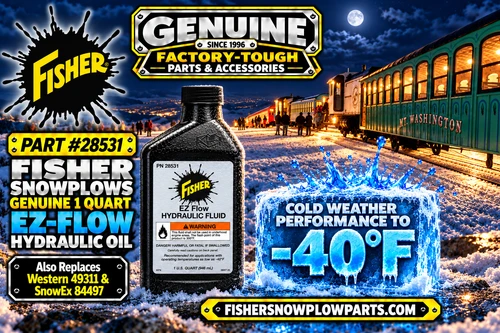 Achieve exceptional snow removal performance with Fisher Snowplows Factory Genuine BLUE High Performance Cold Weather Snowplow Oil. Specifically engineered for the harshest winter conditions, this hydraulic fluid ensures your plow operates flawlessly even at -40°F.

Experience smooth functionality and enhanced efficiency with this top-tier oil, designed to reduce battery draw and prevent overheating, making your snow clearing tasks effortless and reliable.

Cold weather performance up to -40°F
Compatible with various brands including Western and SnowEx
Minimizes electrical load on your vehicle
Formulated for quick viscosity recovery

Trust Fisher to keep your plow in peak condition all season long with our high-performance hydraulic fluid.