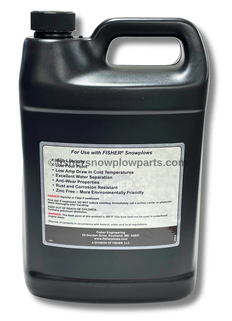 28532 - Fisher Snowplows Factory Genuine Replacement Part - BLUE High Performance Cold Weather Snowplow Oil is expertly formulated to meet the demanding needs of snowplow operations in extreme conditions. This 1-gallon container of EZ-Flow hydraulic fluid is designed specifically for use in temperatures as low as -40°F, making it the perfect choice for those facing harsh winter weather. 

Crafted to provide superior performance, this high-quality hydraulic fluid efficiently maintains optimal viscosity regardless of cold spells, ensuring your equipment runs smoothly and effectively. Pesky winter tasks become manageable as this specially engineered fluid reduces the electrical current draw from your truck battery during cold weather operations, enhancing your snow removal efficiency.