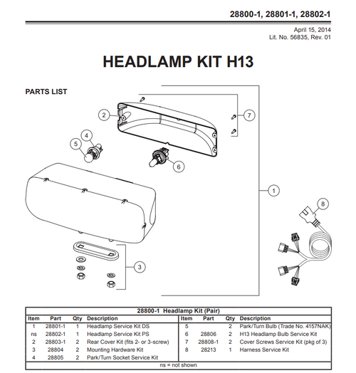 28804 - ITEM #3 IN ILLUSTRATION - 28804 -- FISHER - WESTERN - BLIZZARD - SNOWEX SNOWPLOWS GENUINE REPLACEMENT PART -  HEADLIGHT MOUNTING HARDWARE KITHEADLIGHT MOUNTING HARDWARE KIT QUANTITY 1, FITS SINGLE HEADLAMP BULB LIGHTS ONLY, FROM FORMER KIT 28800 28804 - ITEM #3 IN ILLUSTRATION - 28804 -- FISHER - WESTERN - BLIZZARD - SNOWEX SNOWPLOWS GENUINE REPLACEMENT PART -  HEADLIGHT MOUNTING HARDWARE KITHEADLIGHT MOUNTING HARDWARE KIT QUANTITY 1, FITS SINGLE HEADLAMP BULB LIGHTS ONLY, FROM FORMER KIT 28800